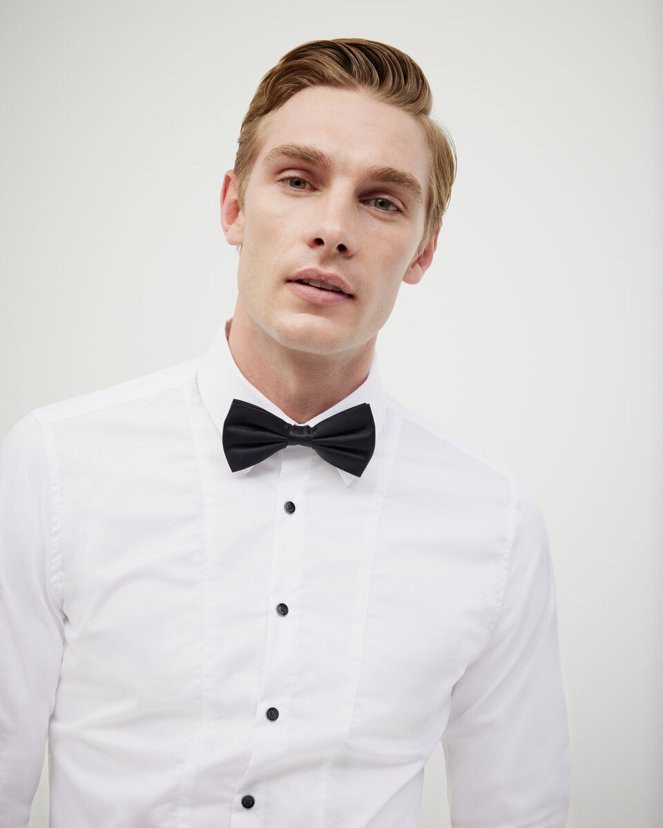 Slim Long Sleeve Panelled Formal Shirt, White, hi-res
